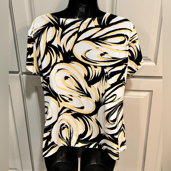 CHICO Stylish Black White Patterned Top size MEDIUM - Picture 2 of 3